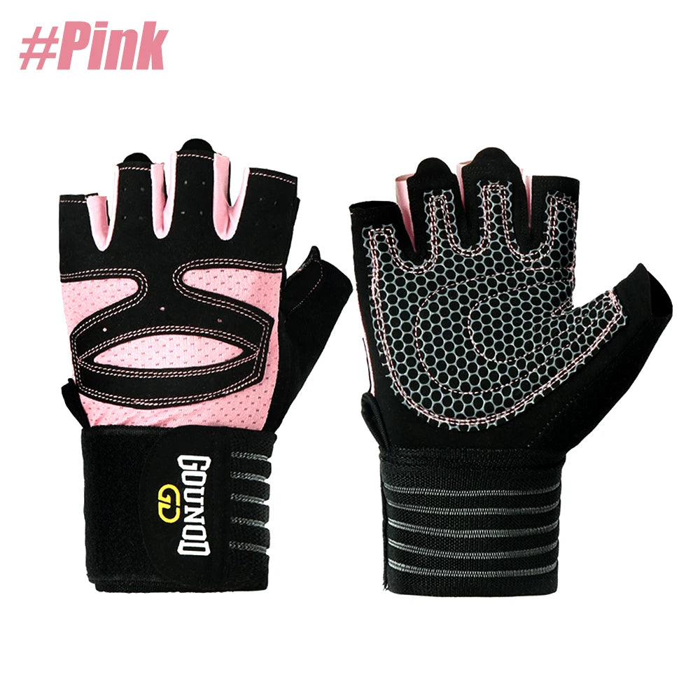 1Pair Workout Gloves for Men Women, Padded Weight Lifting Gloves with Wrist Wraps Support, Full Palm Protection, Grip for Gym Tr